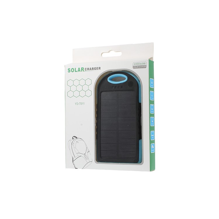 YD-T011 5000mAh Solar Power External Battery Charger for iPhone iPod Samsung Sony etc - Blue-8
