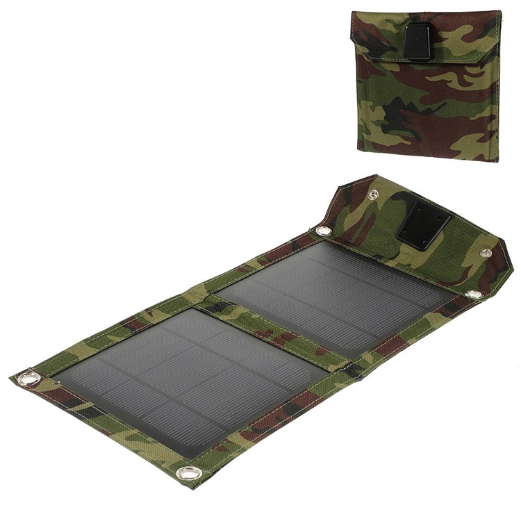 Camouflage 5 Watts Folding Outdoor Solar Power Charger for iPhone iPad Samsung HTC Smartphone Tablet-1