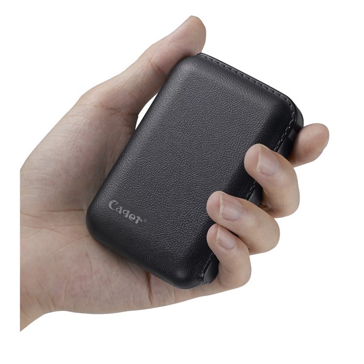 Cager B15 7200mAh Leather Texture Dual-USB Power Bank for iPhone iPad Samsung - Black-6