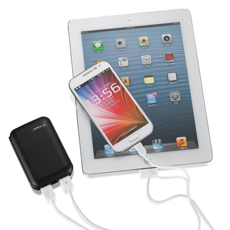 Cager B15 7200mAh Leather Texture Dual-USB Power Bank for iPhone iPad Samsung - Black-9
