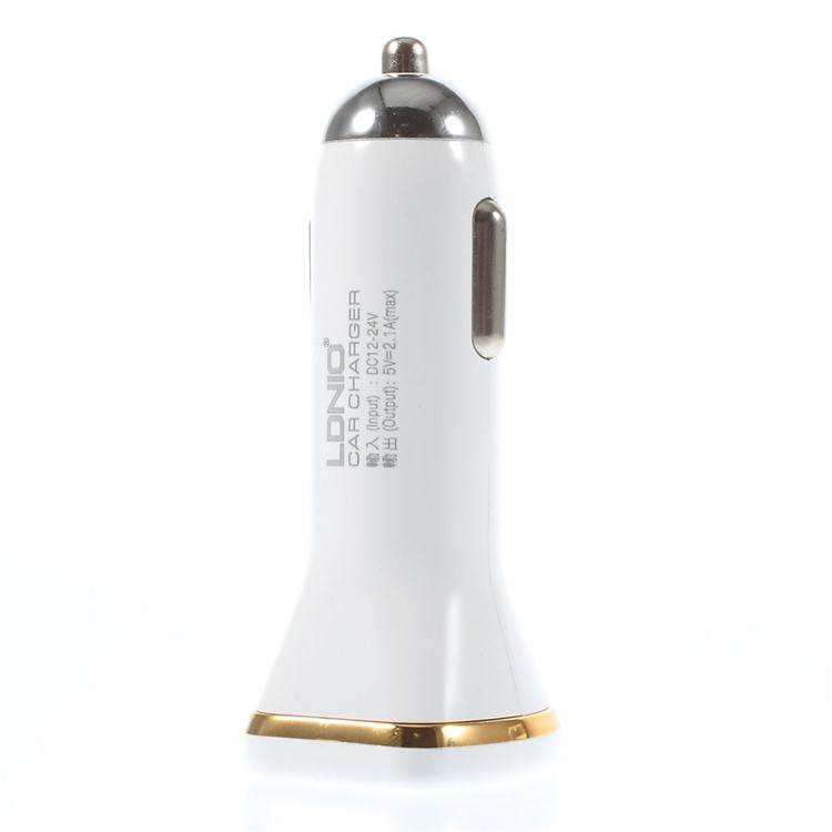 LDNIO DL-DC219 2.1A Dual USB Car Charger Adapter + Micro USB Charging Cable - White-2