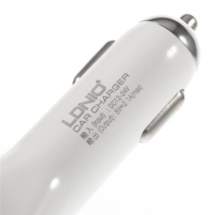 LDNIO DL-DC219 2.1A Dual USB Car Charger Adapter + Micro USB Charging Cable - White-4