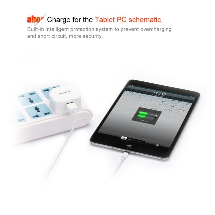 Pisen I Charger II 1A Power Adapter for iPhone iPad mini Samsung HTC - UK Plug-4