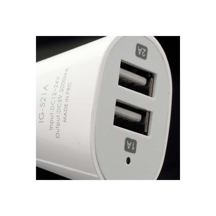 Dual USB Port 2A Car Charger Adapter for iPhone iPod Samsung HTC Sony etc - White-3