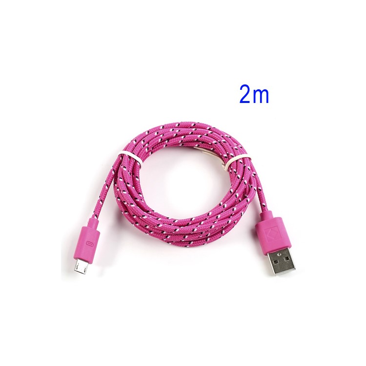Rose 2M Nylon Woven MicroUSB V8 Data Charge Cable for Samsung HTC LG Nokia Sony etc-1