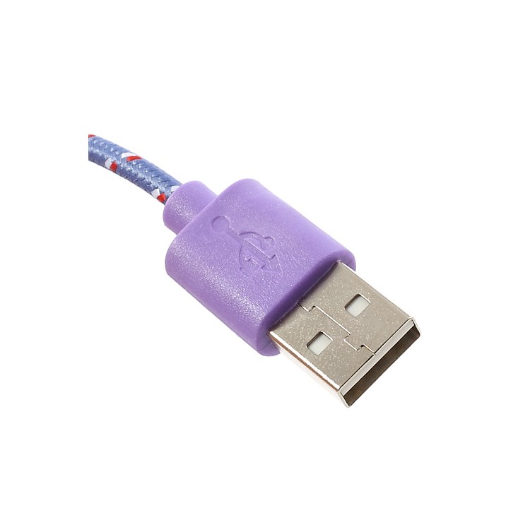 Lila 2M Nylon Gewebt Microusb V8 Datenladungskabel Für Samsung HTC LG Nokia Sony Usw.-3