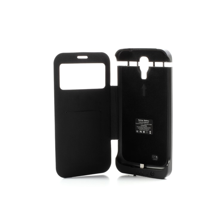 Black S-View Battery Charger Case Flip Cover for Samsung Galaxy Mega 6.3 I9200, with Wake up / Sleep Function-11