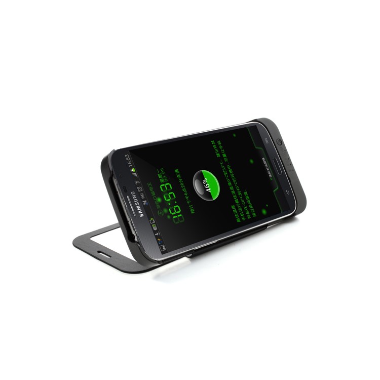 Black S-View Battery Charger Case Flip Cover for Samsung Galaxy Mega 6.3 I9200, with Wake up / Sleep Function-4