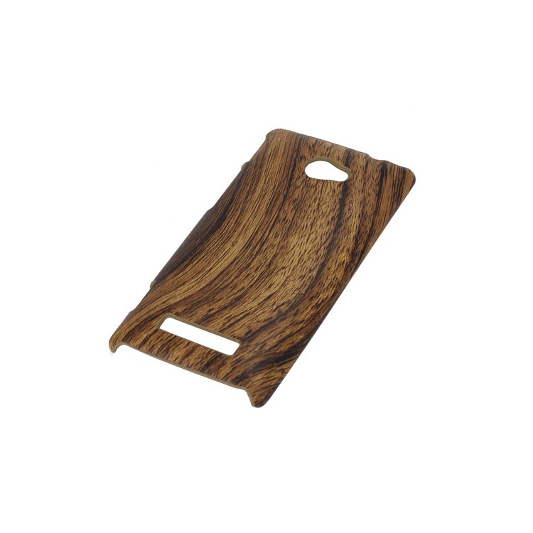 Wood Grain Leather Coated Hard Back Case for HTC Windows Phone 8S-1