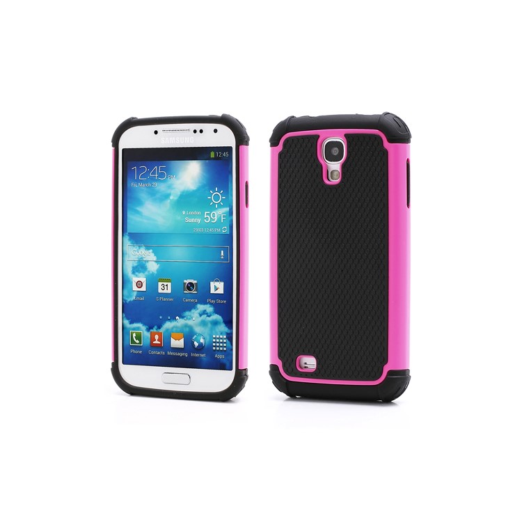 Premium Silicone & Plastic Combo Shatterproof Hybrid Case Accessories for Samsung Galaxy S IV S 4 i9500 i9505 - Black / Rose
