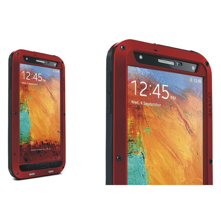 LOVE MEI Metal + Silicone + Gorilla Glass Defender Hard Case for Samsung Galaxy Note 3 N9002 - Red