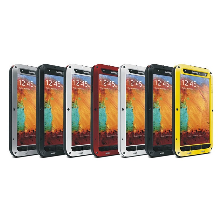LOVE MEI Metal + Silicone + Gorilla Glass Defender Hard Case for Samsung Galaxy Note 3 N9002 - Red