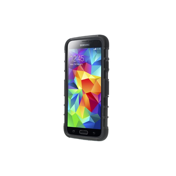 Skid-proof PC + TPU Hybrid Case w/ Kickstand for Samsung Galaxy S5 G900 - Black-2