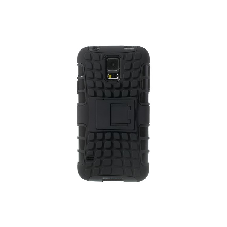 Skid-proof PC + TPU Hybrid Case w/ Kickstand for Samsung Galaxy S5 G900 - Black-3