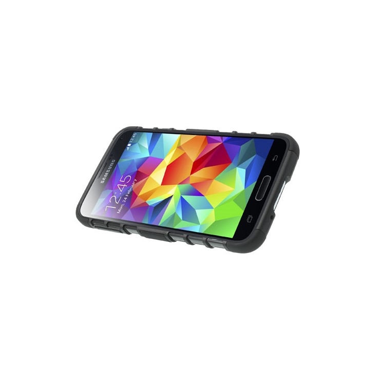 Skid-proof PC + TPU Hybrid Case w/ Kickstand for Samsung Galaxy S5 G900 - Black-4