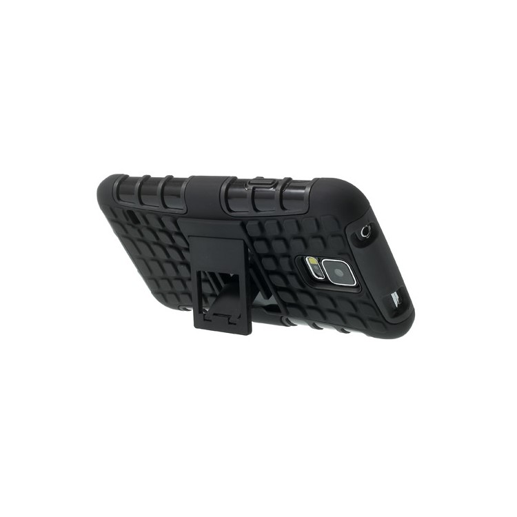 Skid-proof PC + TPU Hybrid Case w/ Kickstand for Samsung Galaxy S5 G900 - Black-5