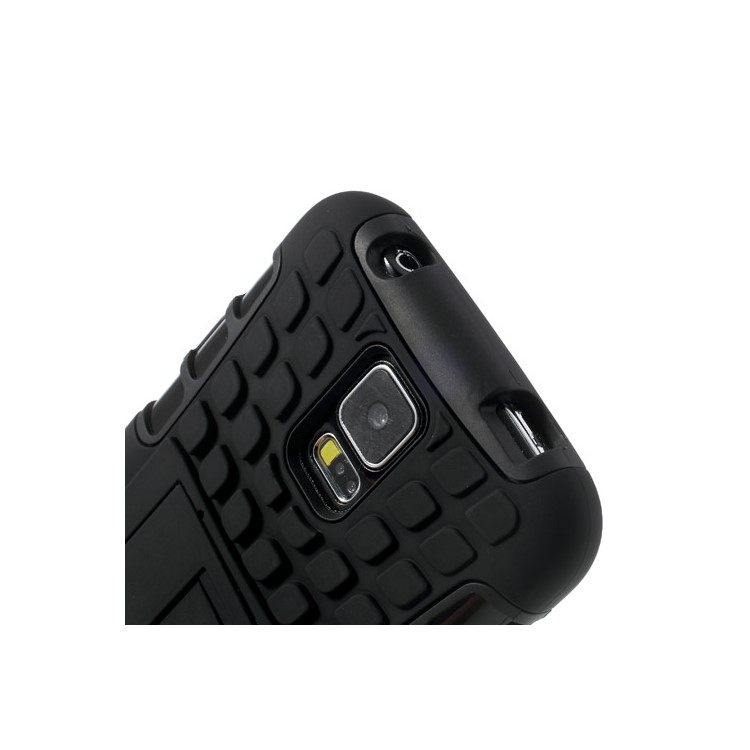 Skid-proof PC + TPU Hybrid Case w/ Kickstand for Samsung Galaxy S5 G900 - Black-6