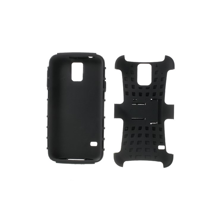 Skid-proof PC + TPU Hybrid Case w/ Kickstand for Samsung Galaxy S5 G900 - Black-9