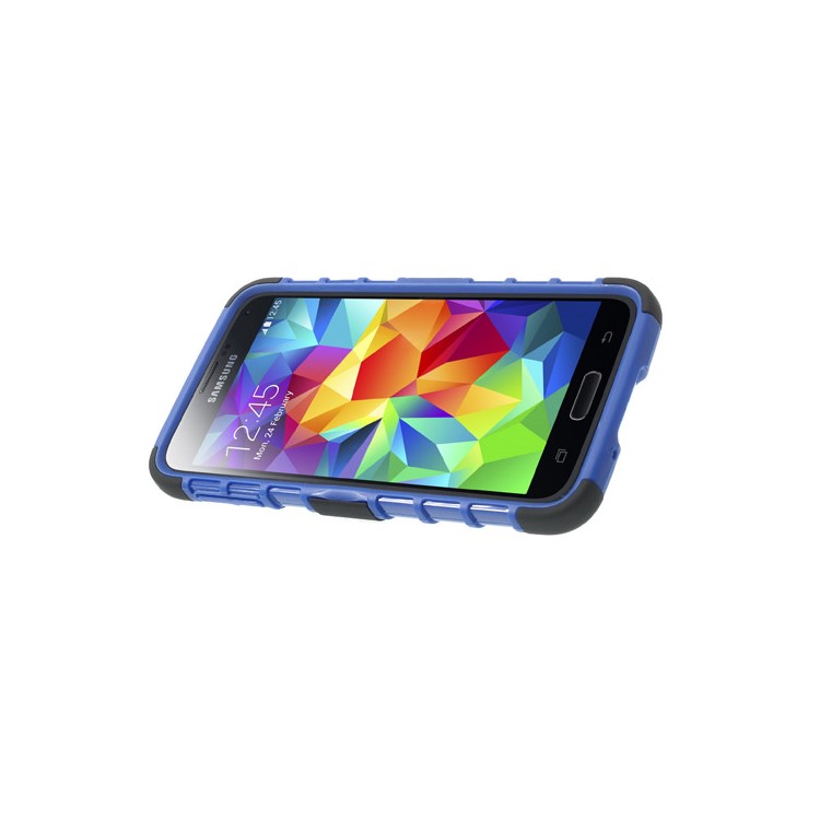 Skid-proof PC + TPU Protective Case w/ Kickstand for Samsung Galaxy S5 G900 - Blue-4