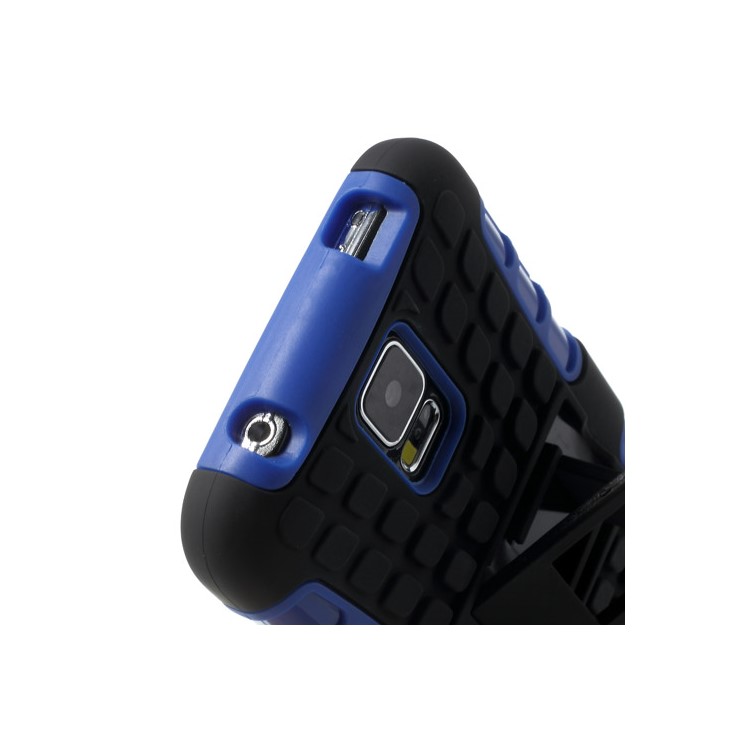Skid-proof PC + TPU Protective Case w/ Kickstand for Samsung Galaxy S5 G900 - Blue-6