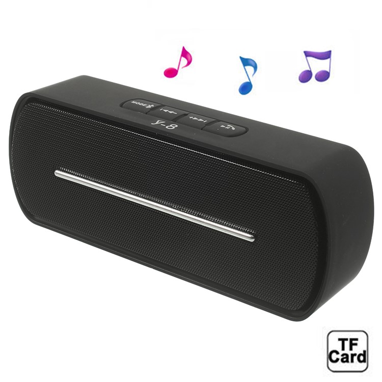 Black Y8 Portable Super Bass Bluetooth Speaker with MIC Support FM / U Disk / TF Card / AUX-input-1