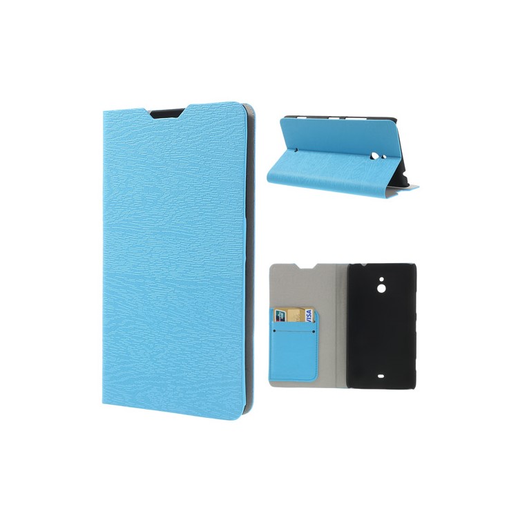 For Nokia Lumia 1320 RM-994 RM-995 RM-996 Wood Grain Stand Leather Case - Blue