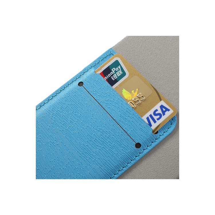 For Nokia Lumia 1320 RM-994 RM-995 RM-996 Wood Grain Stand Leather Case - Blue