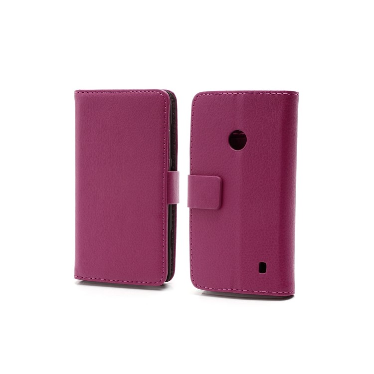 Folio Leather Wallet Case Cover w/ Stand and Card Slots for Nokia Lumia 520 - Rose-1