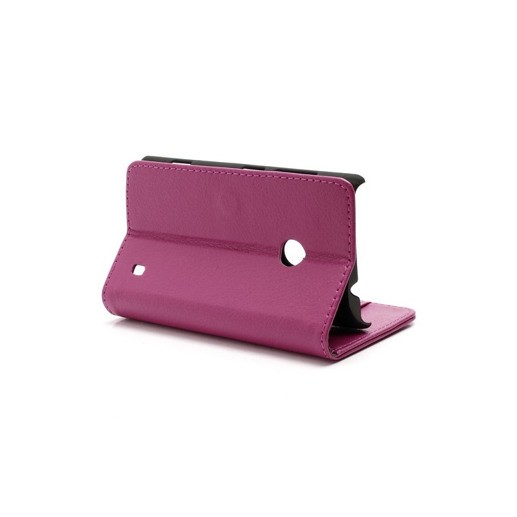 Folio Leather Wallet Case Cover w/ Stand and Card Slots for Nokia Lumia 520 - Rose-3