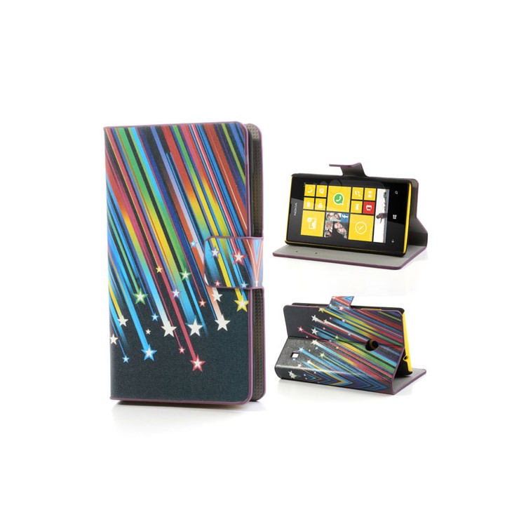 Meteor Shower Folio Leather Case for Nokia Lumia 520, w/ Card Slots and Stand