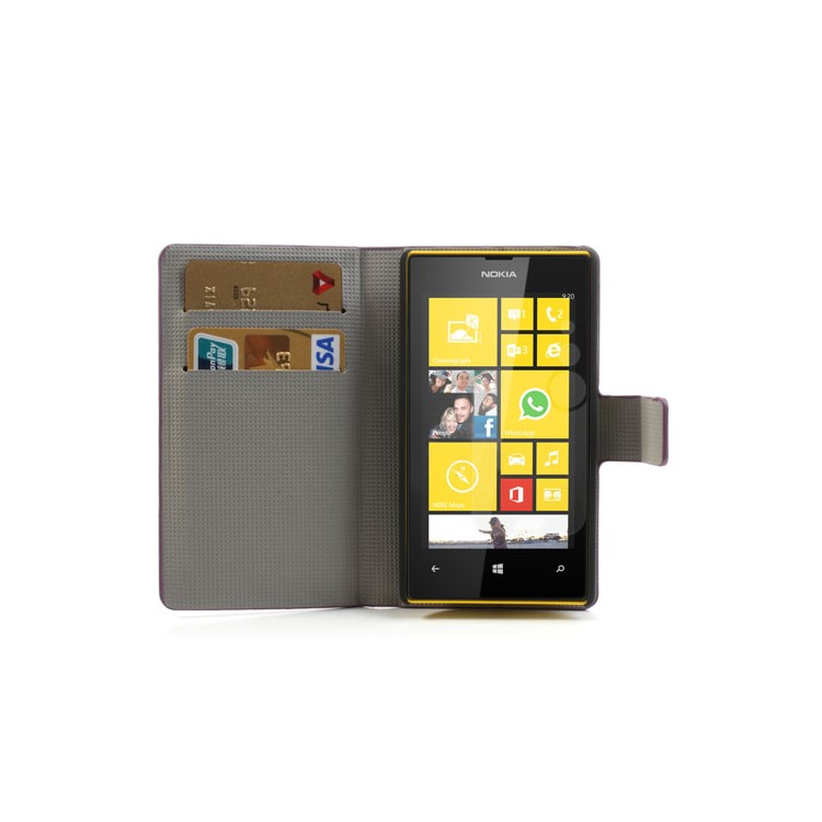 Meteor Shower Folio Leather Case for Nokia Lumia 520, w/ Card Slots and Stand