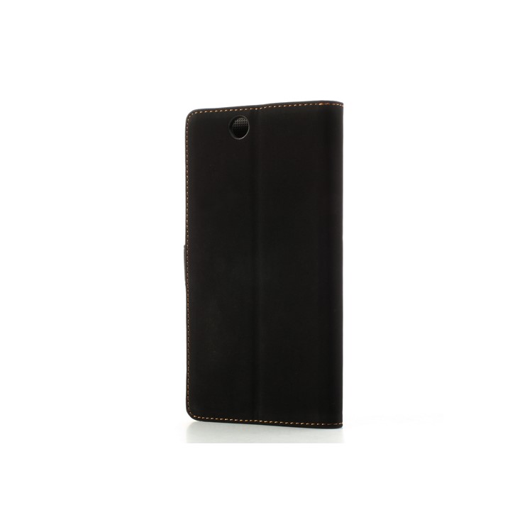 Antique Grain Leather Wallet Case Stand for Sony Xperia Z Ultra C6806 C6802 C6833 XL39h - Black-2