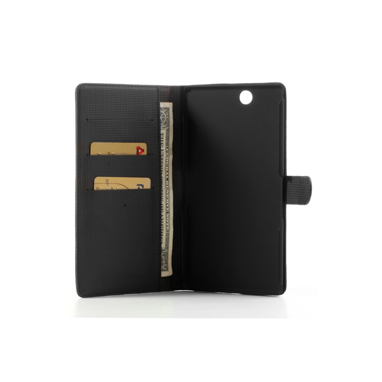 Antique Grain Leather Wallet Case Stand for Sony Xperia Z Ultra C6806 C6802 C6833 XL39h - Black-4