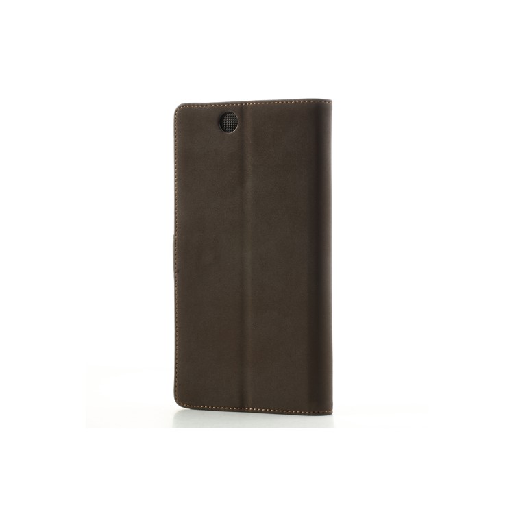 Antique Grain Leather Wallet Case Stand for Sony Xperia Z Ultra C6806 C6802 C6833 XL39h - Coffee-2