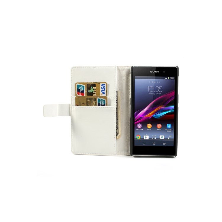 White Crazy Horse Wallet Leather Stand Case for Sony Xperia Z1 Honami C6903 C6902 C6943 L39h-8