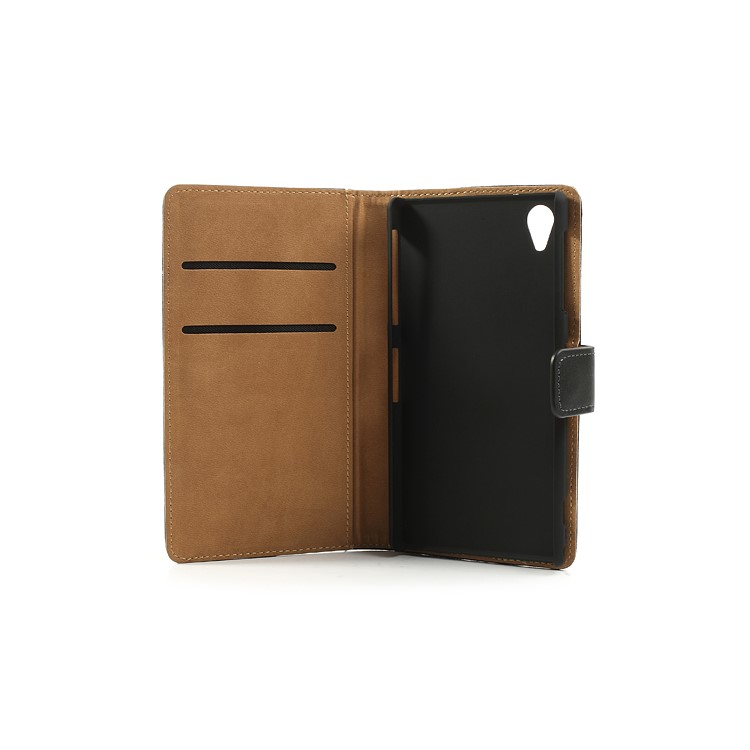 Black Premium Leather Wallet Case w/ Stand for Sony Xperia Z1 Honami C6903 C6902 L39h-10