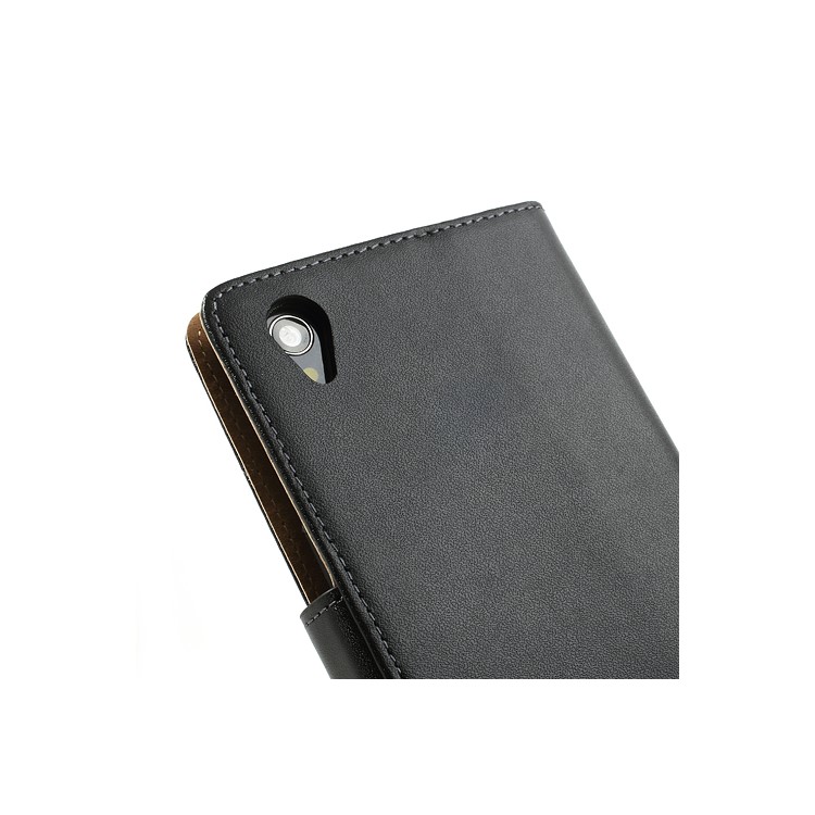 Black Premium Leather Wallet Case w/ Stand for Sony Xperia Z1 Honami C6903 C6902 L39h-8