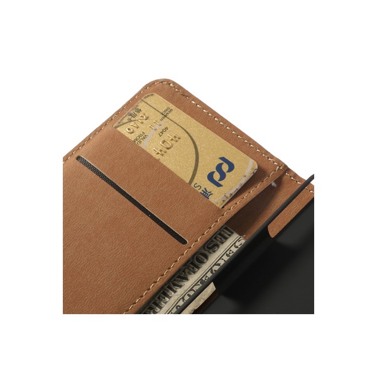 Genuine Split Leather Diary Case for Sony Xperia Z1 Compact D5503 - Black-7