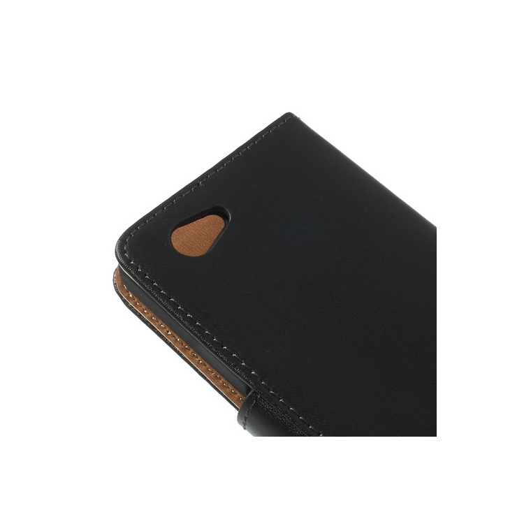 Genuine Split Leather Diary Case for Sony Xperia Z1 Compact D5503 - Black-9