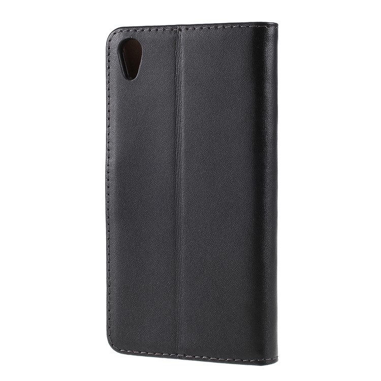 Genuine Split Leather Flip Case for Sony Xperia Z2 D6502 D6503 D6543 w/ Stand - Black-2