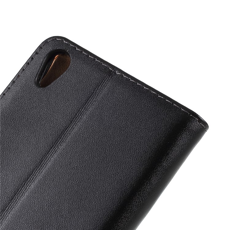 Genuine Split Leather Flip Case for Sony Xperia Z2 D6502 D6503 D6543 w/ Stand - Black-5