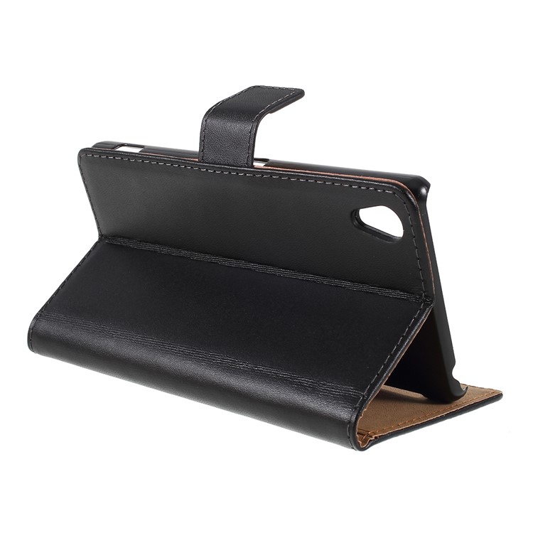 Genuine Split Leather Flip Case for Sony Xperia Z2 D6502 D6503 D6543 w/ Stand - Black-8