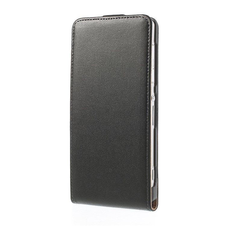 Black Genuine Split Leather Vertical Flip Case for Sony Xperia Z2 D6502 D6503 D6543-2