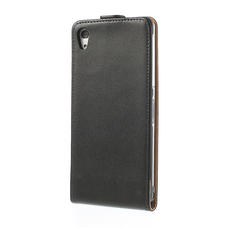 Black Genuine Split Leather Vertical Flip Case for Sony Xperia Z2 D6502 D6503 D6543-3