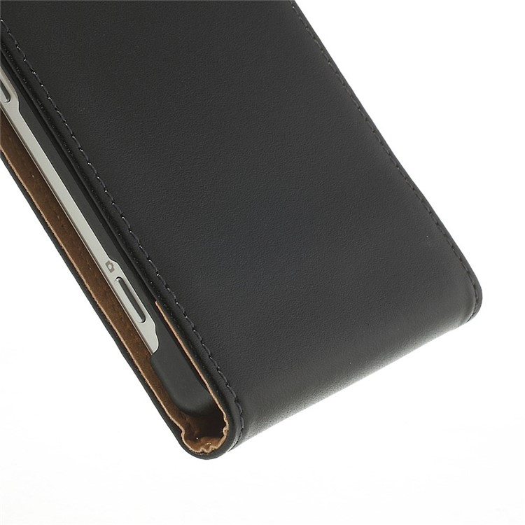 Black Genuine Split Leather Vertical Flip Case for Sony Xperia Z2 D6502 D6503 D6543-7