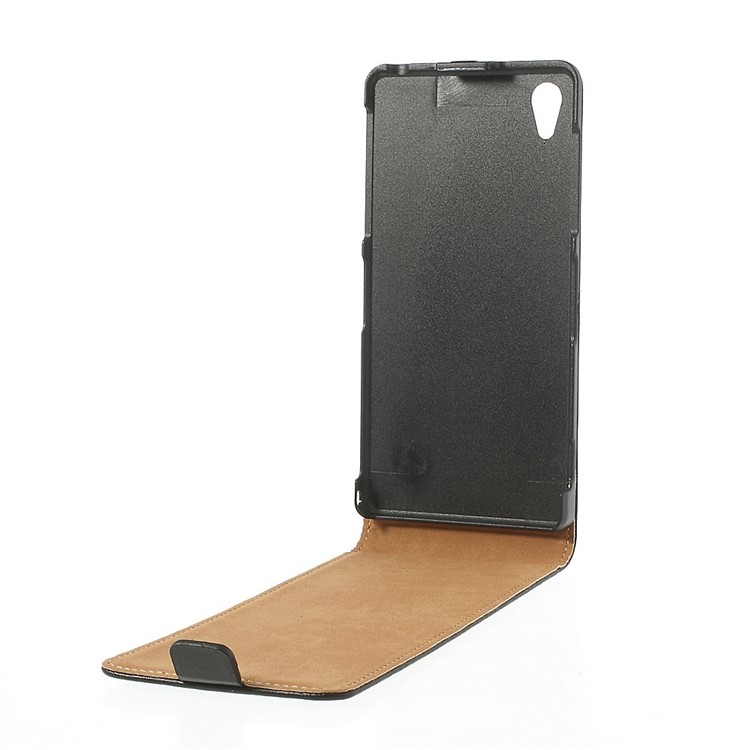 Black Genuine Split Leather Vertical Flip Case for Sony Xperia Z2 D6502 D6503 D6543-8