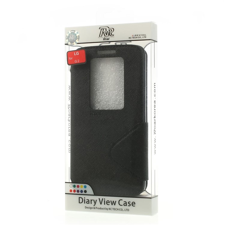Roar Korea for LG Optimus G2 D803 VS980 Fancy Diary View Window Wallet Leather Cover - Black-11