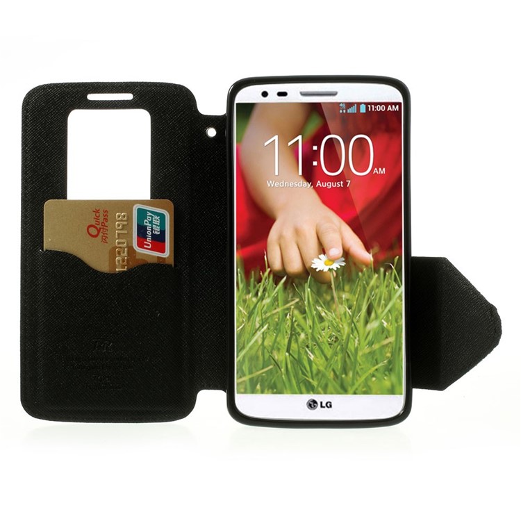 Roar Korea for LG Optimus G2 D803 VS980 Fancy Diary View Window Wallet Leather Cover - Black-5