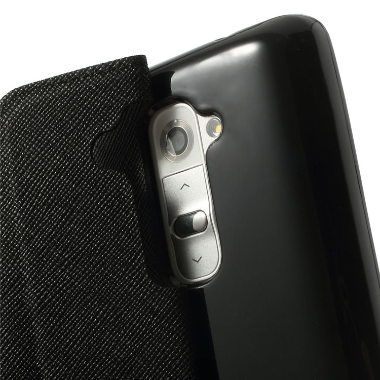 Roar Korea for LG Optimus G2 D803 VS980 Fancy Diary View Window Wallet Leather Cover - Black-7