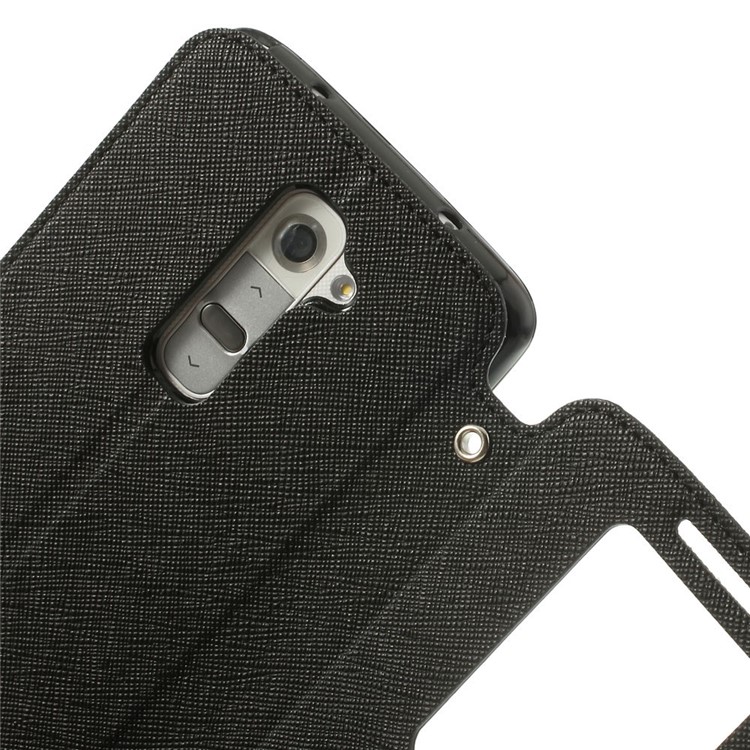 Roar Korea for LG Optimus G2 D803 VS980 Fancy Diary View Window Wallet Leather Cover - Black-8